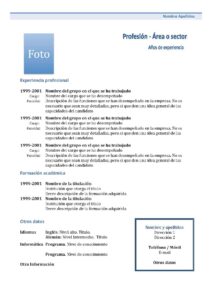 Ejemplo de Currículum Vitae Cronológico: Modelo 1