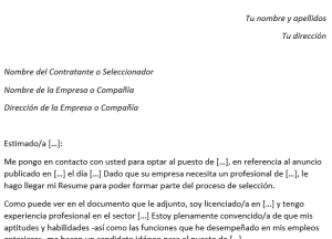 Cover Letter Resume Template en español