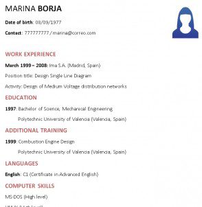 Plantilla de currículum en inglés de un ingeniero